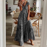 V-neck Tight Waist Floral Large