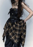 Faux Leather Plaid Midi