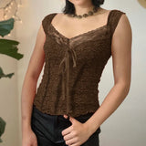 Fongt Retro Lace Stitching Bow Jacket New Spring 2023 Slim Slim Casual Solid Color Short-Sleeved Shirt-Outfit