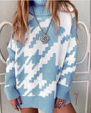 suelto vestido Casual de mujer de punto Jersey largo de gran manga larga Invierno pata de gallo Jer 2020