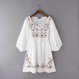 New Flower Embroidered Jacquard Medium-Sleeved Dress In Early Spring 2024-Outfit