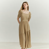 Generous Collar Elegant Commuter Dress Women's Summer 2022 new Temperament High Wasit Vintage Casual Lyocell Fabric