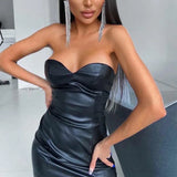 Fongt Women's 2024 New Solid Color Sexy Chest Slim Purse Hip Dress Women's Nightclub Wear-Outfit