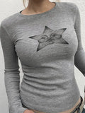 Adorable Star Print Slim Long Sleeve Knit-Outfit