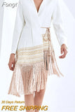 Summer And Aummer New Ladies Long Coat Asymmetric Embroidered Tassel Ladies Jacket Office Work Outerwear