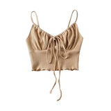 New Short Tight-Fitting Waffle Strap Vest With High Waist And Navel Halter Top-Outfit