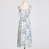 Fongt Babes 2025 Spring New Fashion Flower High Open Fork Repair In The Long Sling Dress