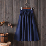 Fongt New College Wind Small Fresh Literary A Word Skirt Versatile Long Skirt Female Send Belt-Outfit