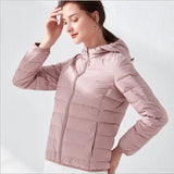 New Seamless High-End Down Jacket Women's Short Thin Autumn And Winter Hooded Outdoor Sports Large Size Coat Tide-Outfit