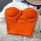 Fongt Color Strapless Vest Female Wearing Sexy Hot Girl Short Crop Slim Thin With Chest Pad-Outfit