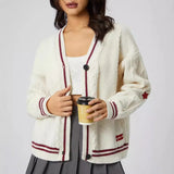 Women's Autumn Winter New Knitting Embroidered Cardigan Temperament Reduces Age Loose Casual Sweater-Outfit