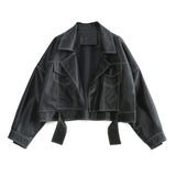 Topstitched Decorative Pu Leather Jacket-Outfit