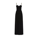 Fashion Sexy Style Dress Woman 2025 Summer New Temperament Folded Fish Bone Design Open Fork Sling