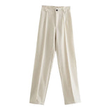 Pants Women Casual Chic Straight Pants Elegant Office Wear High Waist Pants Women Loose Pants Female Solid Pants