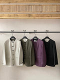 [He] Autumn New Casual Wool Round Collar Easy And Versatile Single Breasted Suit Jacket H7170-Outfit