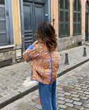Fongt Women's Explosion French Vintage Printed Cotton Coat