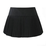 Pleated Lace Up Mini Skirt-Outfit