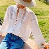Fongt Spring Cotton Hemp French Shirt Women Long Sleeves Niche Design Loose White Shirt Shenzhen South Oil Women's
