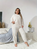 Fongt Women's New Wish Plush Round Collar Casual Long-Sleeved Pants Two Sets