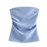 Fongt Fashion Folded Women's New Trend Brag Vest Solid Color Bhise Repair Body Small Top