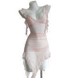 Fongt New Sweet Age-Drinking Girl With Dress Female Design Irregular Folds Showing Thin Babes Skirt