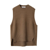 Knitted Sweater Vest Women Autumn Winter 2023 New Wool Vest Sleeveless Sweaters Pullover O Neck Solid Sweaters 16774 1028-1-Outfit