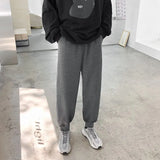 Autumn Men Joggers Cuffed Pants Washed in Black Gray Unisex Sweatpants Drawstring Oversized Casual