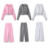 New Hooded Short Sweater 8417304 Loose Flannelette Jogging Trousers 8417303 Suit-Outfit