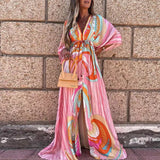 Fongt / Summer 2023 New Sexy V-Tie Single-Breasted Beach Dress Women's Wear-Outfit