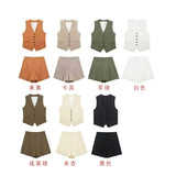 Vest 99293210 Blended High Waist Casual Shorts 9929221 Suit-Outfit