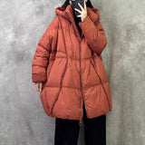 Down Jacket Women In The Long 2024 Winter Fashion Retro Design Sense Corduroy Splicing Warm Plus Size Coat Tide-Outfit