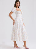 High-End Women's Dress French Style Collar Crumn Dress Dress Temperament Print Dress Fashion Casual Holiday