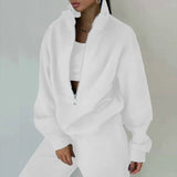 Fongt Women's New Zipper Grab Fleece Sports Fashion Hoodie