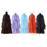 Fongt Women's Explosive Flowers With Folded Backs Hanging Neck Dress