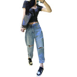 Fongt Goods Fat Mm2-300 Catties Loose Nine Points Beggar Jeans Female Autumn Large Size Show Thin Old Dad Pants Tide-Outfit