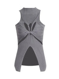Fongt Hot Girl Hipster Wind 2024 New Standing Collar Sleeveless Personality Hollow Out Design Slim Irregular Vest-Outfit