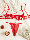 Red Bow Cut Out Lingerie Set-Outfit