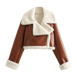 Fongt Winter New Y2K Women's Collar Fur All-In-One Double-Sided Short Jacket Jacket