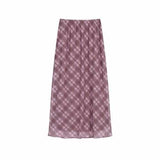 Vintage Plaid Print Maxi Skirt-Outfit
