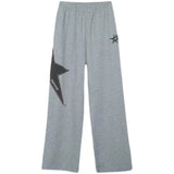 Star Patch Baggy Gray Sweatpants-Outfit