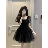 Fongt French First Love High-End Temperament Waist Dress Women Bubble Sleeve Mesh Splicing Puffy Princess