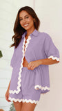 Fongt Spring 2024 New Women's Simple Fashion Short Shirt Casual Suit-88156-Outfit