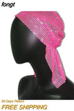 Stone Mesh Grid Trendy Wild Head Scarf Wrap Glitter Rhinestone Handmade Patchwork Celebrity Headband Turban Hair