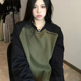 Vintage Raglan Long Sleeve Oversized Sweatshirt-Outfit