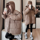2024 Winter New Korean Department Is Simple And Versatile Casual Loose Small Thick Warm Hooded Padded Coat-Outfit