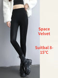 Leggings Women Warm Leather High Waisted Strengthed Thick Velvet Black Slimming Faux Pu Leather Leggings for Women-Outfit