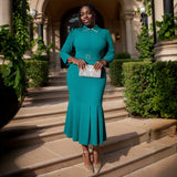 Fongt African Plus-Size Shirt-Collar Dress Party Party Fishtail Dresses