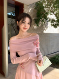 Fongt Xixi 2025 Spring New Korean Version Of The Flower Temperament Collar Wool Knitted Women's Top 25138