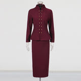 Fongt Temperament Set Fall 2025 New Fashion Collar Button Design High Waist Dress Dress