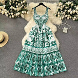 Wind Waist Show Thin Temperament Condole Belt Dress Summer Women's Senior Printing Beautiful A Word Dress-Outfit